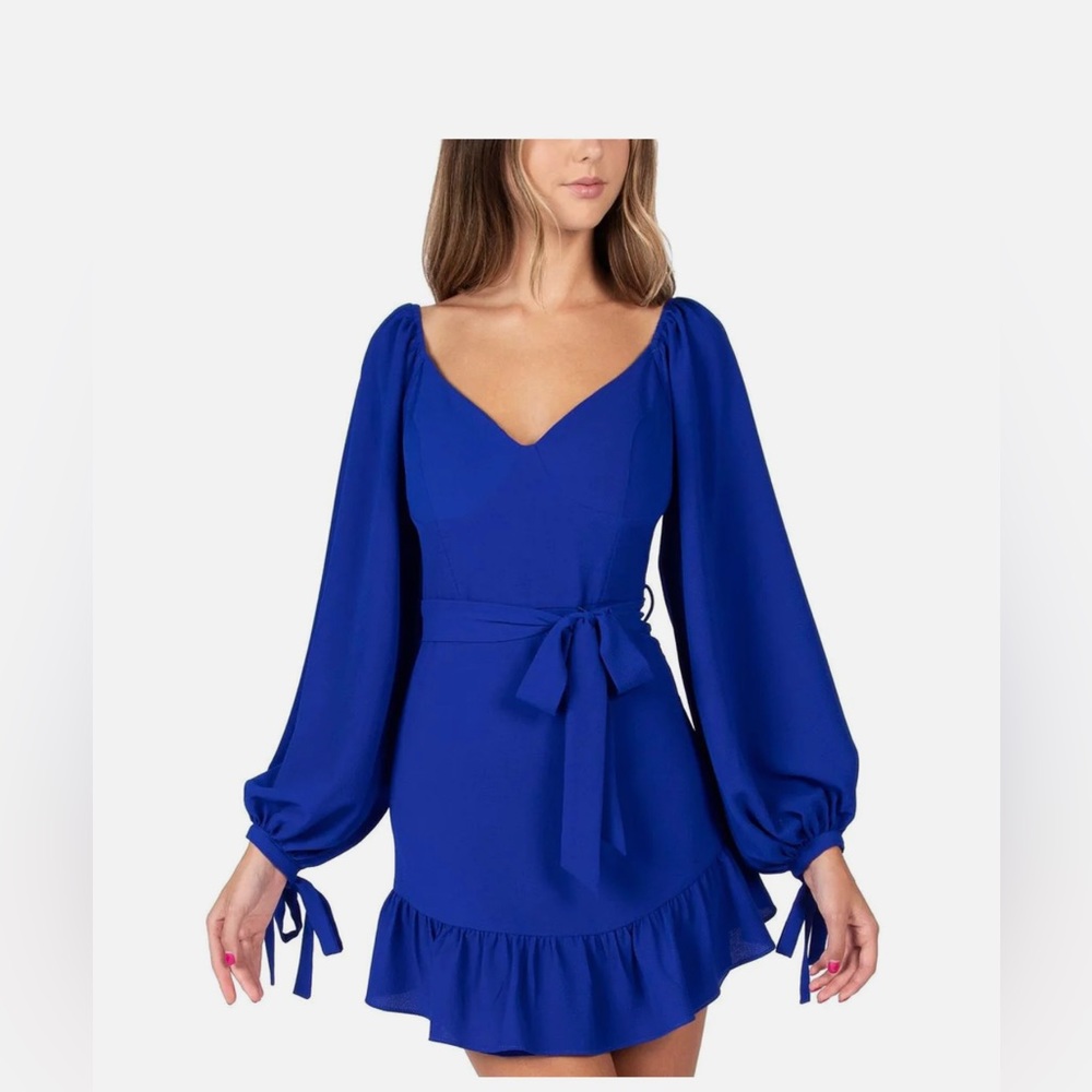 Juniors Ema Womens Ruffled Long Sleeves Sheath Dress- Size 9/10